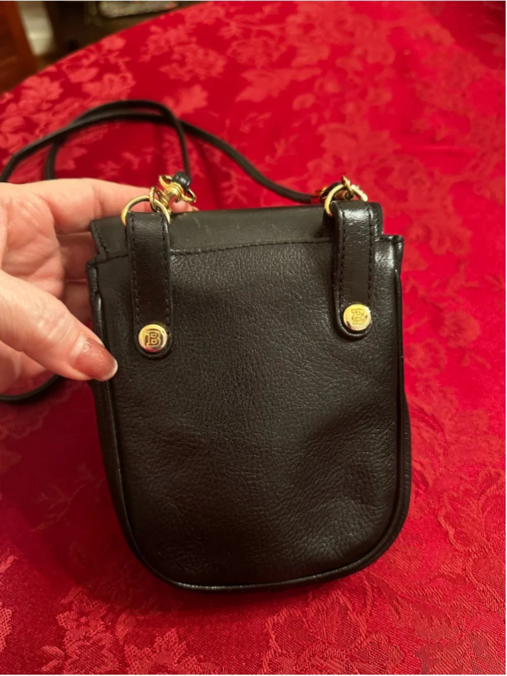 Bally Black Leather Mini Crossbody Bag with Gold Hardware
